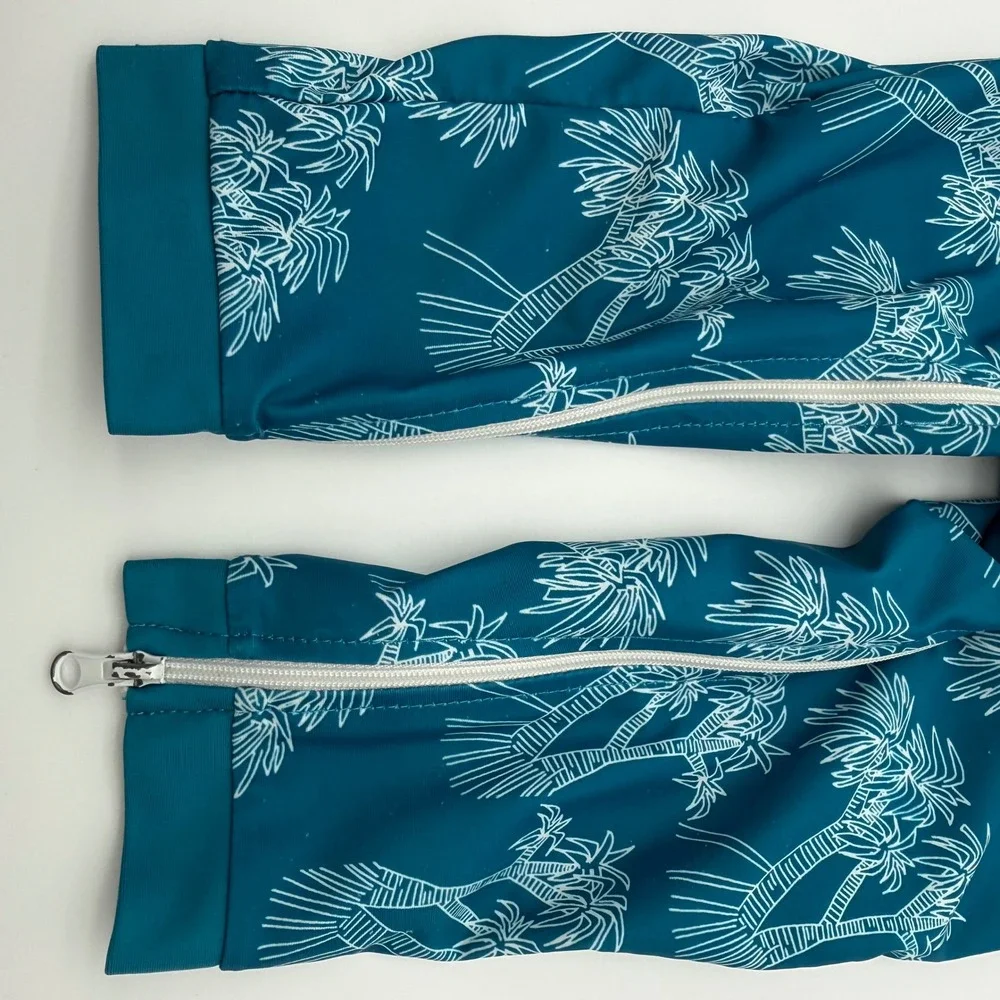 For Love 12-18mth Kids Palm Tree Rash Guard Swimsuit Teal Zip One Piece